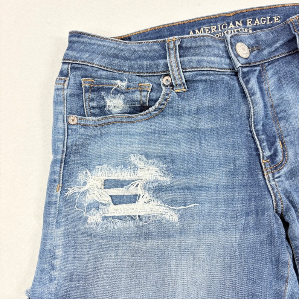 American Eagle Shorts Womens 8 Super Stretch Cut Off Denim Festival Country - Picture 3 of 9